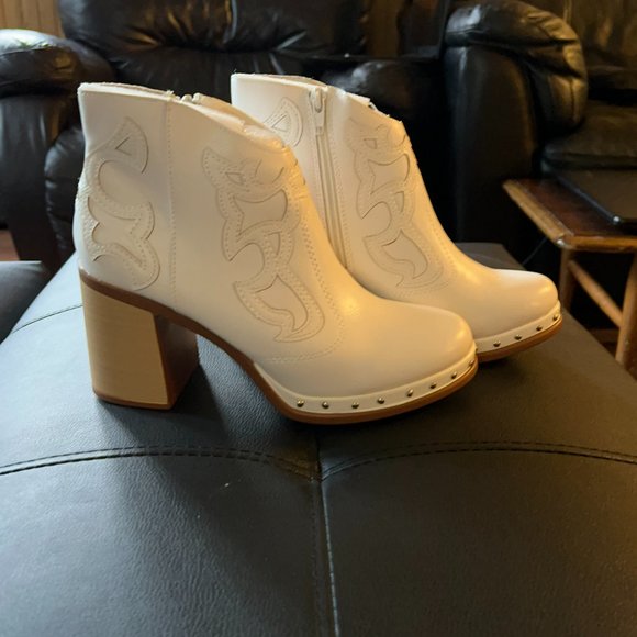 Rivet Welt Acrylic Heel Booties Brand 